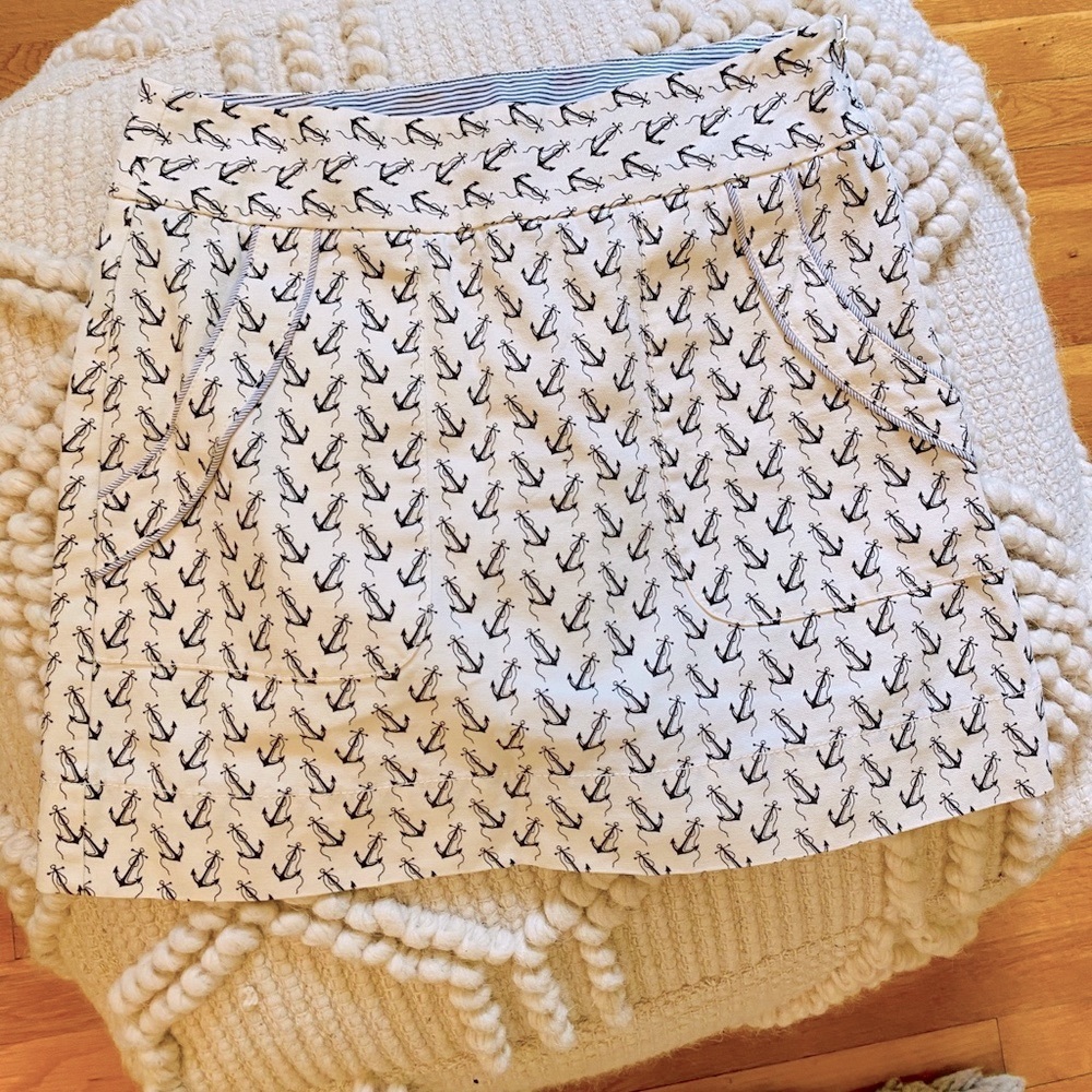 J. Crew Sailor Anchor White Skirt 0 Beach Nautical